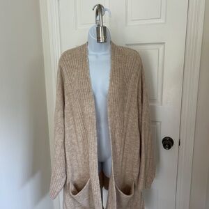 Topshop Large Beige Cardigan Sweater